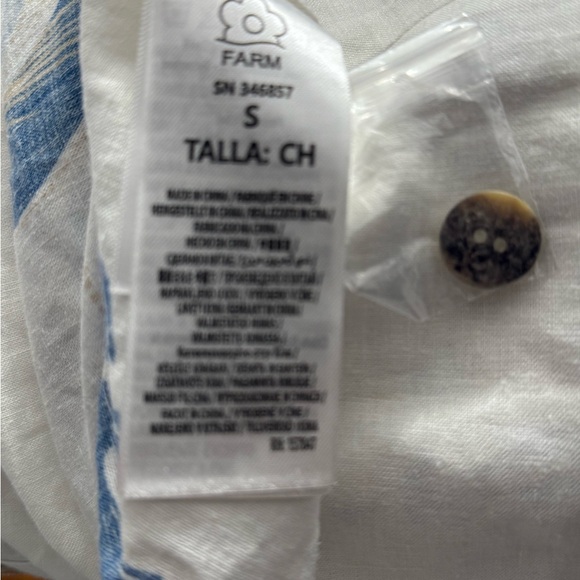 FARMRio Mystic Blue Lotus Placed Print Long Sleeve Linen Blend Maxi Dress - Picture 8 of 9